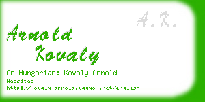 arnold kovaly business card